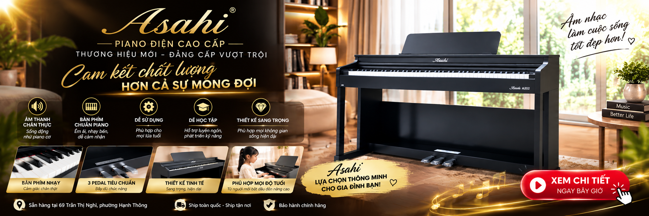 Piano điện Asahi mới 