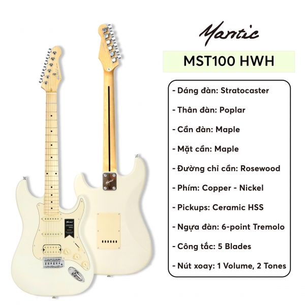 Guitar điện Mantic MST100 HWH (màu trắng)